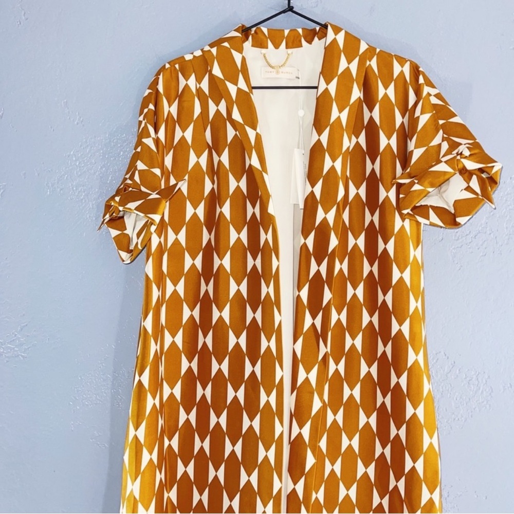 TORY BURCH Haley Diamond Tile Silk Coat Size 2 - Picture 4 of 12